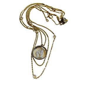 Goldette Regal Multi Necklace VtG Victorian Style Cupid Glass Open Bezel Crystal